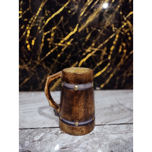 Antique Wooden Tankard Drinking Mug Handmade Leather Barrel Beer Coffee Food Safe Beverage Ancient Style Rustic Wooden..