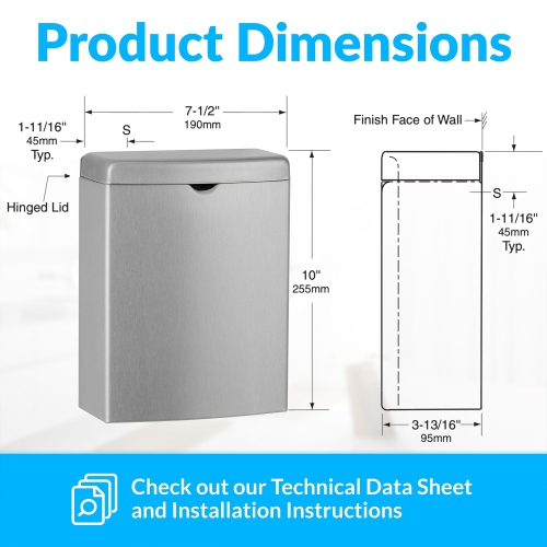Bobrick B-270 Contura Series Surface-Mounted Sanitary Napkin Disposal