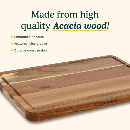 Cuisinart 17' 'x 12" Cutting Board with Juice Well, End Grain Acacia Wood