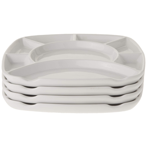 Assiettes à fondue carrées en grès blanc de Trudeau - Ensemble de 4