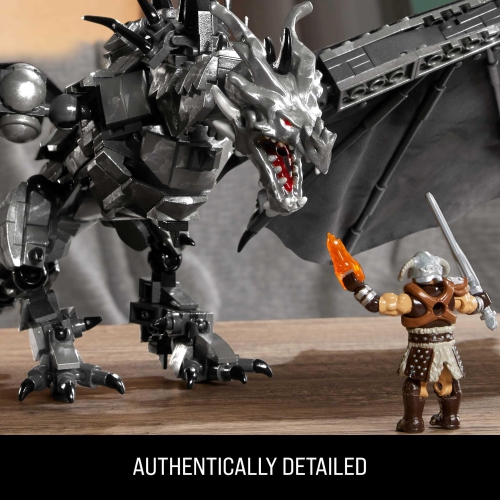 MEGA Skyrim Action Figures Building Toys, Alduin The World Eater with 619 Pieces, with 1 Dragonborn Figure, for Collec..