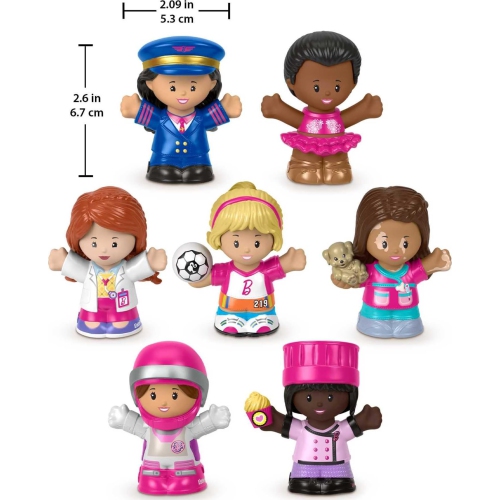 Fisher-Price Little People Barbie Toddler Toys, You Can Be Anything Figure Pack, 7 Characters for Pretend Play Ages 18..