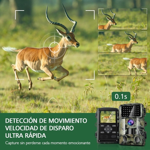 Caméra de sentier 58 Mpx à grand écran 2 po 2,7K HD pour chasse aux gibiers avec vision nocturne activée par le mouvement, étanche IP66