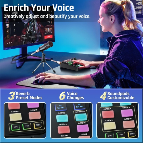 Mélangeur audio de jeu PUPGSIS, interface audio avec préamplificateur professionnel