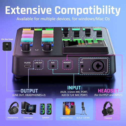 Mélangeur audio de jeu PUPGSIS, interface audio avec préamplificateur professionnel