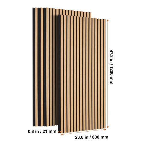 VEVOR 23.6 x 47.2 inch Wood Slat Acoustic Panels, MDF Accent Wooden Wall Panels for Modern Interior Wall Decor, Faux Wood Wall Board Panels for Noise