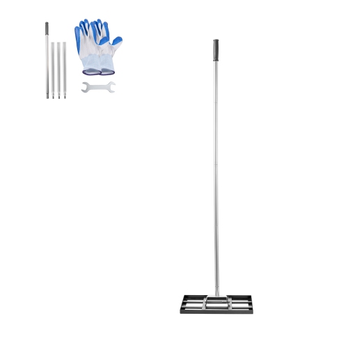 VEVOR 78 in Handle Lawn Leveling Rake, 17x10 in Ground Plate, Rust-Resistant Carbon Steel Soil Leveler, 5 Heights Adjustable, Effort Saving Lawn
