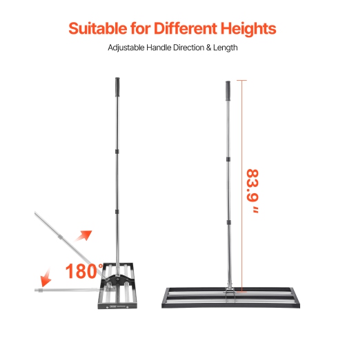 VEVOR 83.9in Handle Lawn Leveling Rake with Roller, 36" x 10" Stainless Steel Lawn Leveler, Heavy Duty Yard Leveling Rake, Effort Saving Lawn