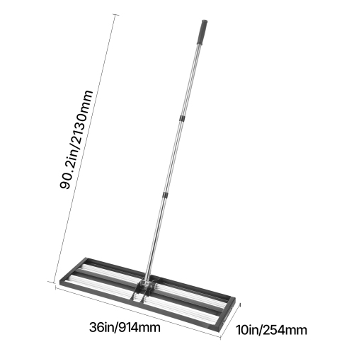 VEVOR 83.9in Handle Lawn Leveling Rake with Roller, 36" x 10" Stainless Steel Lawn Leveler, Heavy Duty Yard Leveling Rake, Effort Saving Lawn