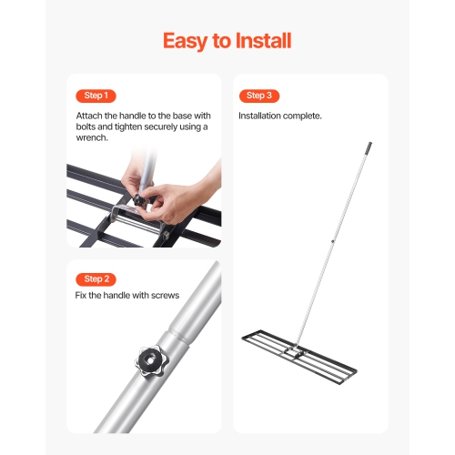 VEVOR 83.9 in Handle Lawn Leveling Rake, 48x10 in Ground Plate, Rust-Resistant Carbon Steel, 2 Heights Adjustable, Effort Saving Lawn Leveling Tool