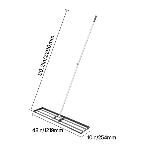 VEVOR 83.9 in Handle Lawn Leveling Rake, 48x10 in Ground Plate, Rust-Resistant Carbon Steel, 2 Heights Adjustable, Effort Saving Lawn Leveling Tool