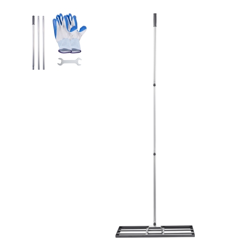 VEVOR 83.9 in Handle Lawn Leveling Rake, 30x10 in Ground Plate, Rust-Resistant Carbon Steel Soil Leveler, 3 Heights Adjustable, Effort Saving Tool