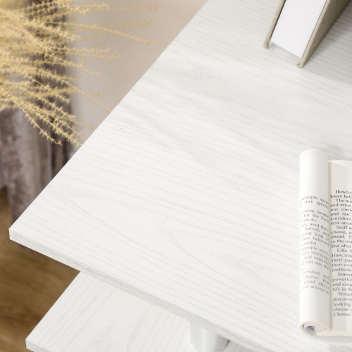 Kepooman 47" Computer Desk with Keyboard Tray and Storage Drawers, Home Office Workstation Table with Storage Shelves, White