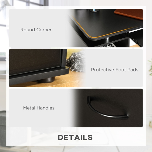 Kepooman Computer Desk with Keyboard Tray, CPU Stand, Writing Desk with Drawers, Workstation for Home Office, Black