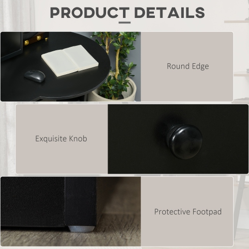 Kepooman Computer Desk with Storage, Home Office Laptop Table with Shelves and Drawers - Black