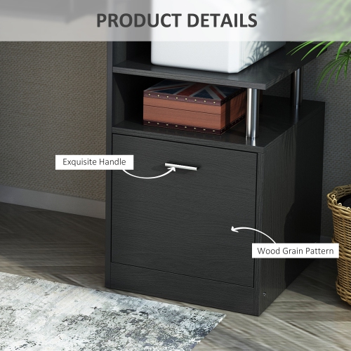 Kepooman Wood Computer Desk Table Laptop Workstation with Storage Shelf Drawer Office Home Black