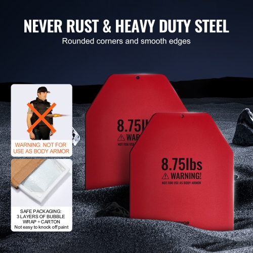 VEVOR 8.75 LB Pair Weight Vest Plates, Premium Steel, Ergonomic Contour Design – for WODs, Weight Vest Add-On, Strength Training, Running & Fitness