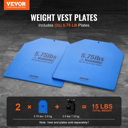 VEVOR 5.75 LB Pair Weight Vest Plates, Premium Steel, Ergonomic Contour Fit – for WODs, Additional Weight for Weight Vests, for Strength Training,