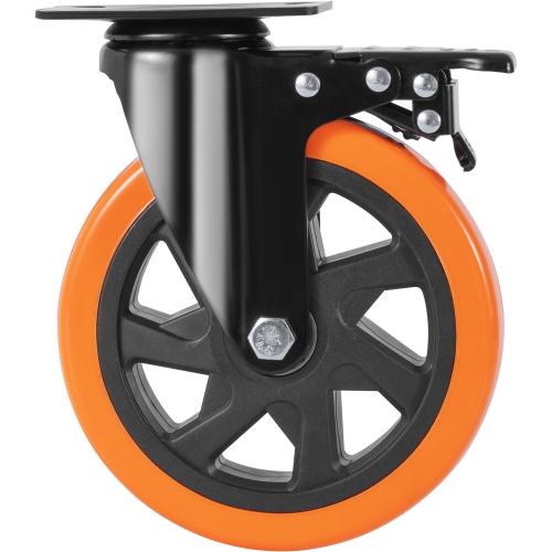 VEVOR 6-inch Caster Wheels, Swivel Plate Casters, Set of 4, with Security A/B Locking No Noise PVC Wheels, Heavy Duty 700 lbs Load Capacity Per