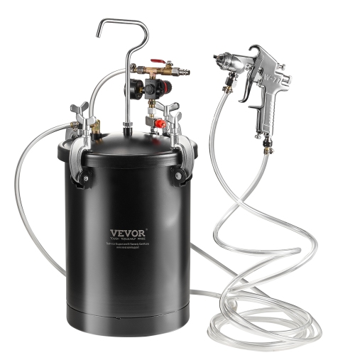 VEVOR  15L/3.75Gal Spray Paint Pressure Pot, Pressure Pot Tank, 60 Psi Adjustale Pressure, Steel Pressure Pot Paint Tank \w Spray Gun, Hoses