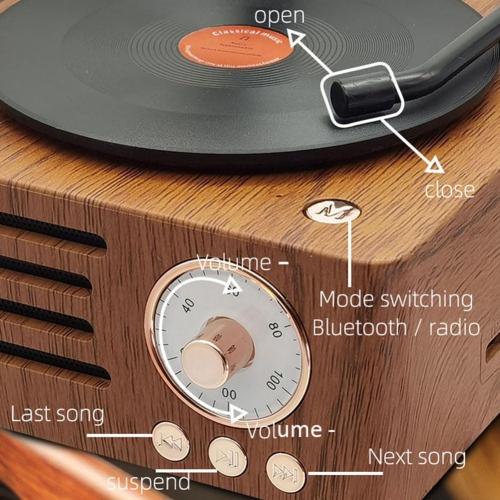 Haut-parleur Bluetooth rétro Vintage avec Bluetooth 5,0, 10H Playtime, Bass Boost, TF/AUX - Haut-parleur sans fil portatif pour la maison et