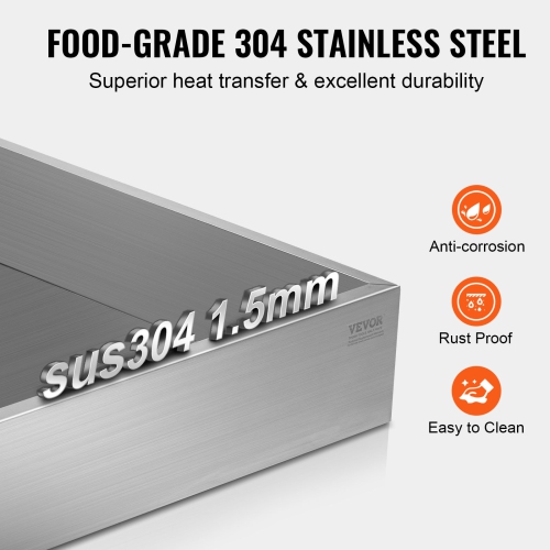 VEVOR 22.4 Gallon Maple Syrup Evaporator Pan, 325 Cups of 8.8oz Maple Syrup, Flat Pan with 1 Valve and 3 Heating Methods, 304 Stainless Steel Maple