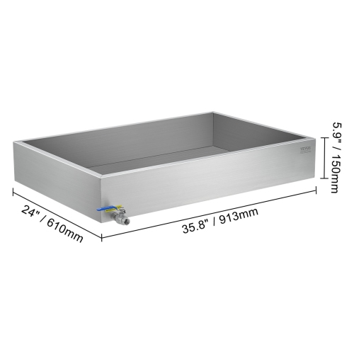 VEVOR 22.4 Gallon Maple Syrup Evaporator Pan, 325 Cups of 8.8oz Maple Syrup, Flat Pan with 1 Valve and 3 Heating Methods, 304 Stainless Steel Maple