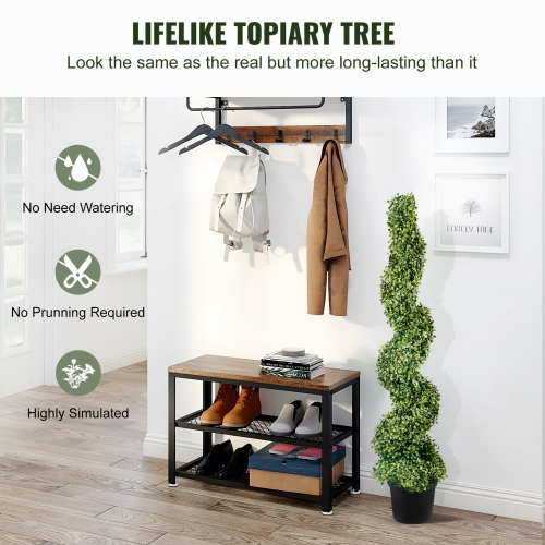 VEVOR 2 pcs. Artificial Boxwood Tower Topiary Spiral Artificial Plant 122cm high Decorative Plant Green Plastic PE Iron Topiary Plants incl. 10 pcs.