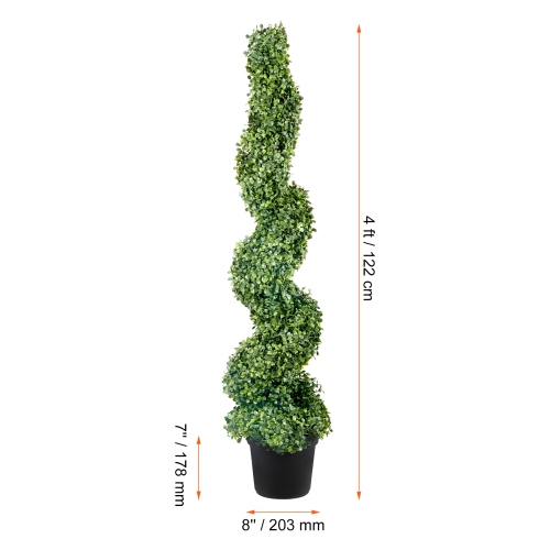 VEVOR 2 pcs. Artificial Boxwood Tower Topiary Spiral Artificial Plant 122cm high Decorative Plant Green Plastic PE Iron Topiary Plants incl. 10 pcs.