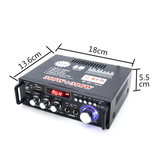 Amplificateur compatible Bluetooth Audio stéréo Power AMP USB FM Radio pour l'auto avec télécommande 2 canaux Audio stéréo