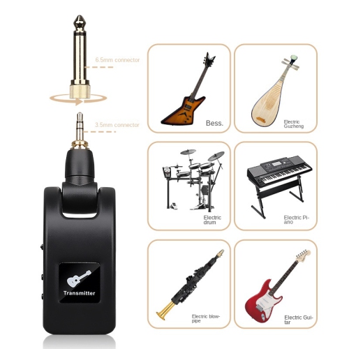 Système de guitare sans fil, émetteur-récepteur de guitare sans fil de 2,4&nbsp;GHz pour guitare/basse/violon/clavier/console de mixage, distance de
