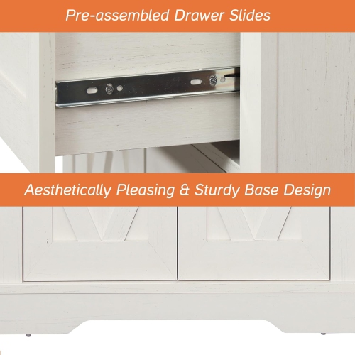 WAMPAT Modern Farmhouse Sideboard Cabinet with Drawers & Doors, 82.7" Large Buffet Cabinet with Adjustable Shelves, 4 in 1 Wooden Coffee Bar Table