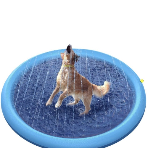 Large Dog Pool, D150cm/59in Foldable Dog Pool, Splash Pad Dog,Non-Slip Water Play Mat, Summer Toy for Outdoor Garden
