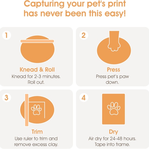 Le cadre souvenir photo et imprimé de patte peut contenir 4 photos 6 po – trousse d'impression d'argile commémorative – pour chiens et chats –