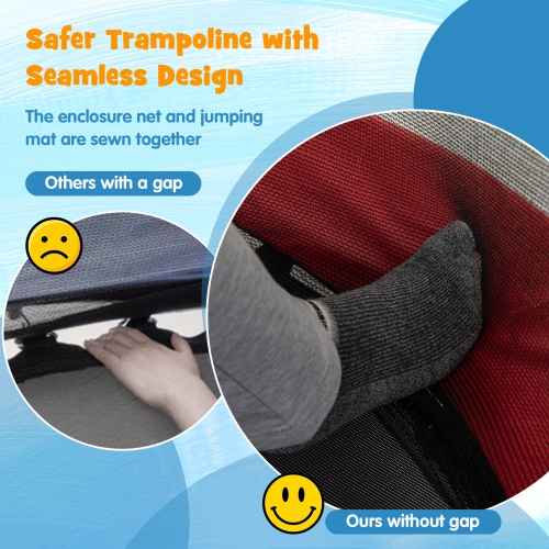 Gymax 55'' Mini Trampoline for Kids w/ Safety Enclosure Net & Seamless Design