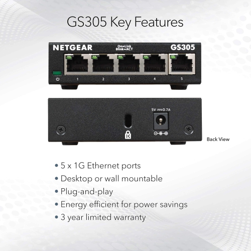 NETGEAR 5-Port Gigabit Ethernet Unmanaged Switch