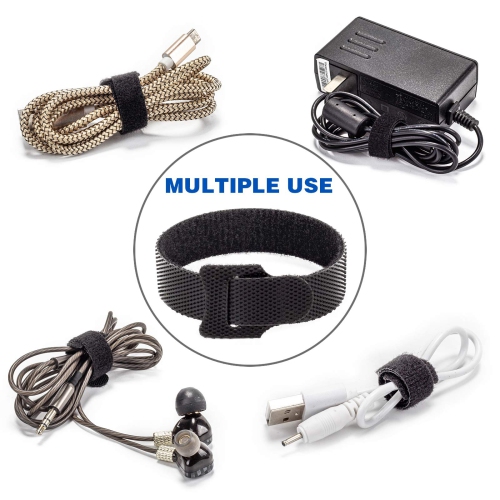 Attaches de câble réutilisables 80PCS, attaches de rangement de cordon réglables noires de 6&nbsp;po, tout usage pour organiser la maison, le bureau