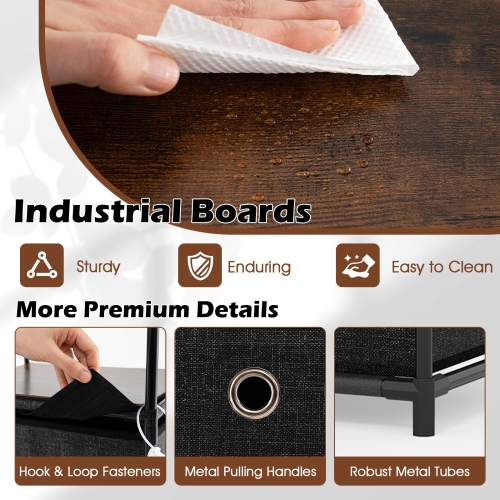 Gymax 3-Drawer Dresser w/ Shelf w/ Fabric Bins Industrial Storage Tower Unit