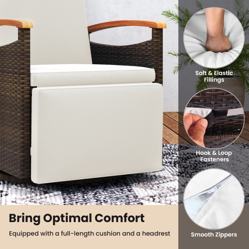 Gymax Set Of 2 Outdoor 360° Swivel Rattan Recliner Chair Patio Wicker Chaise Lounge Chair