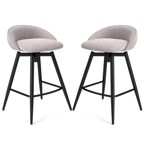 GYMAX  25" Upholstered Bar Stools Set Of 2 W/ Footrest Backrest & Metal Frame