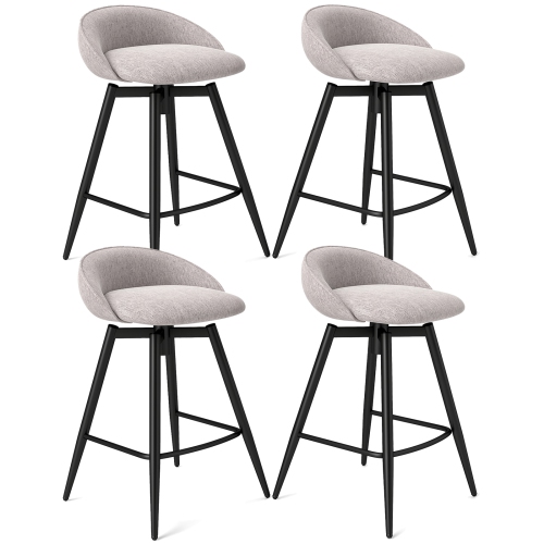 GYMAX  25" Upholstered Bar Stools Set Of 4 W/ Footrest Backrest & Metal Frame