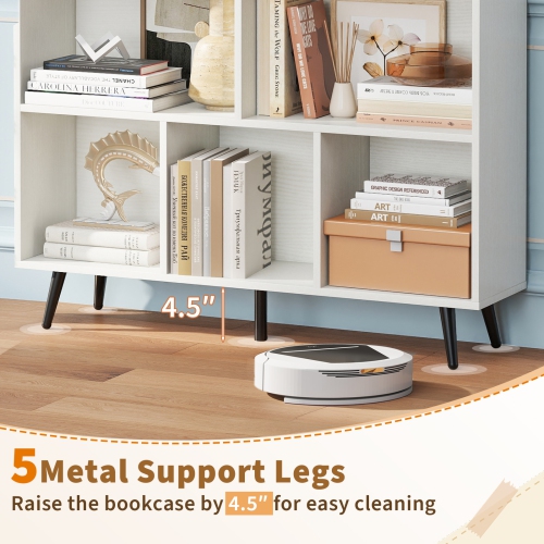 Gymax 8 Cube Bookcase 3-Tier Modern Storage Organizer w/ 5 Metal Legs Bookshelves