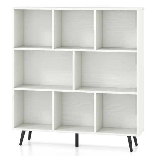 Gymax 8 Cube Bookcase 3-Tier Modern Storage Organizer w/ 5 Metal Legs Bookshelves