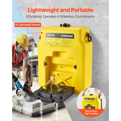 VEVOR 14 Gal Portable Eye Wash Station, OSHA-Approved Eyewash Station Wall-Mounted/On Flat Surface, Emergency Eye Wash Unit with 2 Sprays, First Aid