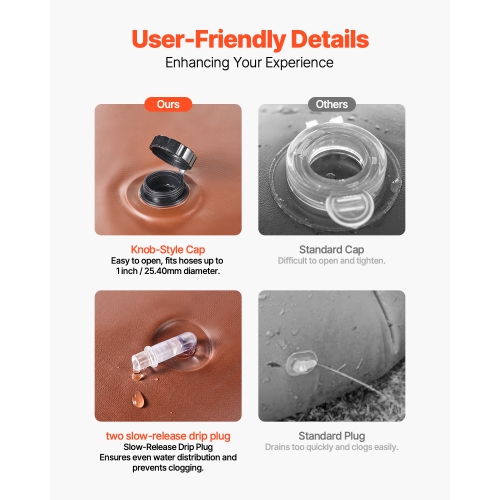 Bagues d'arrosage VEVOR, 4 pièces, 16 gallons, 6-9 heures à libération lente, sacs d'eau de plantation rechargeables, économie d'eau, système