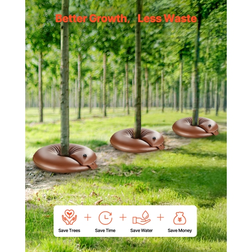 Bagues d'arrosage VEVOR, 4 pièces, 16 gallons, 6-9 heures à libération lente, sacs d'eau de plantation rechargeables, économie d'eau, système