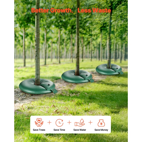 Bagues d'arrosage VEVOR, 4 pièces, 20 gallons, 6-9 heures à libération lente, sacs d'eau de plantation rechargeables, économie d'eau, système