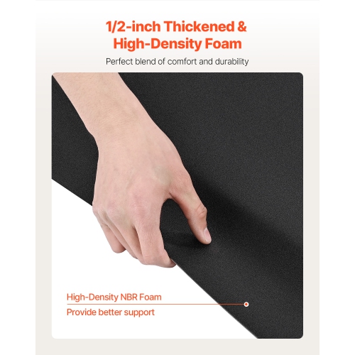 VEVOR 3 x 5 FT Salon Mat for Hair Stylist, Rectangle Salon Chair Mat Anti Fatigue, 1/2" Thickened PVC + NBR Mat with Round Cut Out, Anti-Trip Beveled