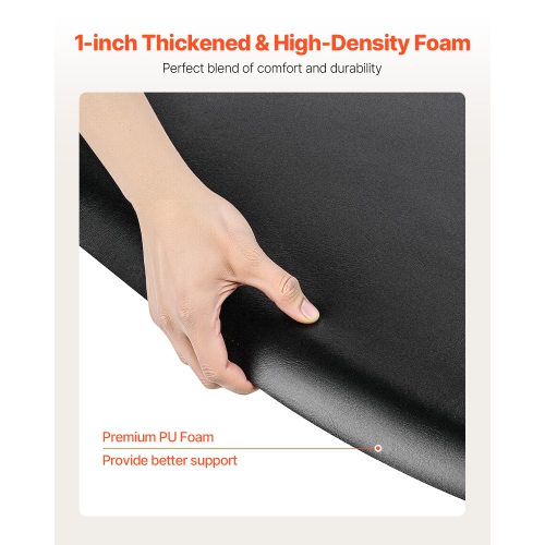 VEVOR 3 x 4 FT Salon Mat for Hair Stylist, Semi-circle, 1-inch Thickened Anti Fatigue Floor Mat with Round Cut Out, Easy-to-Clean PVC Surface &