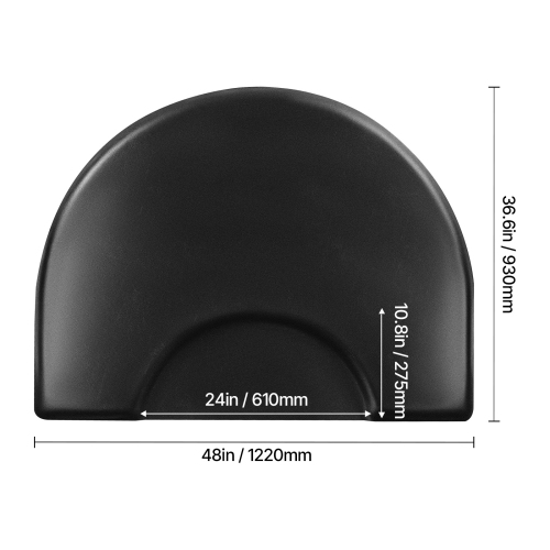 VEVOR 3 x 4 FT Salon Mat for Hair Stylist, Semi-circle, 1-inch Thickened Anti Fatigue Floor Mat with Round Cut Out, Easy-to-Clean PVC Surface &
